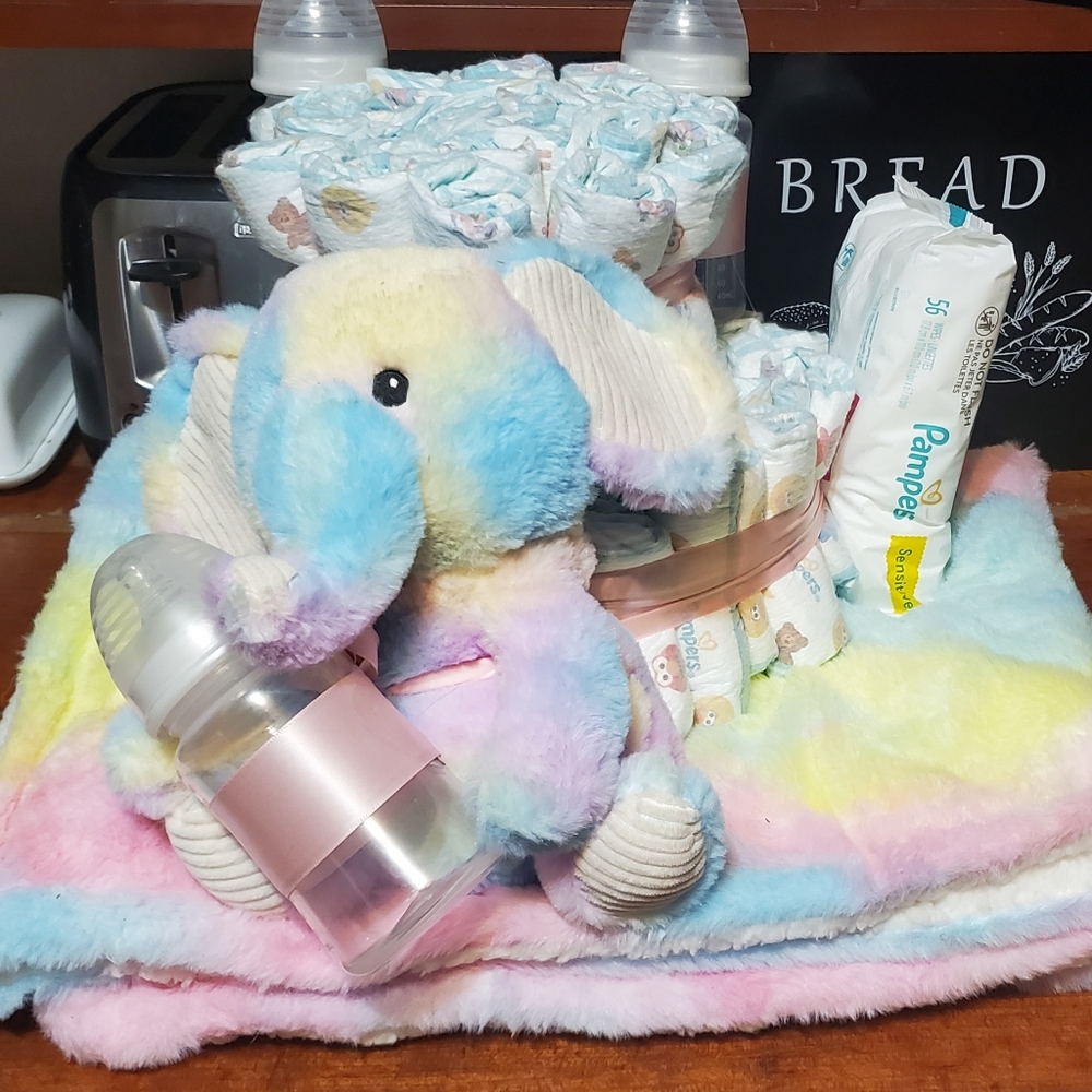 Tie Dye Diaper Cake for Baby Girl